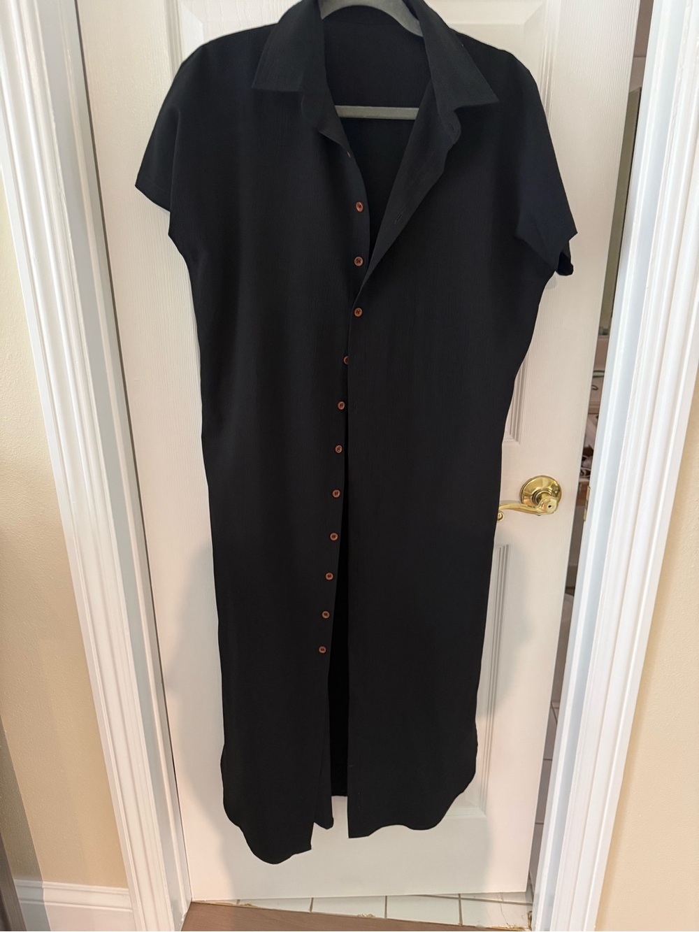 Black Button-Front Women's Shirt Dress